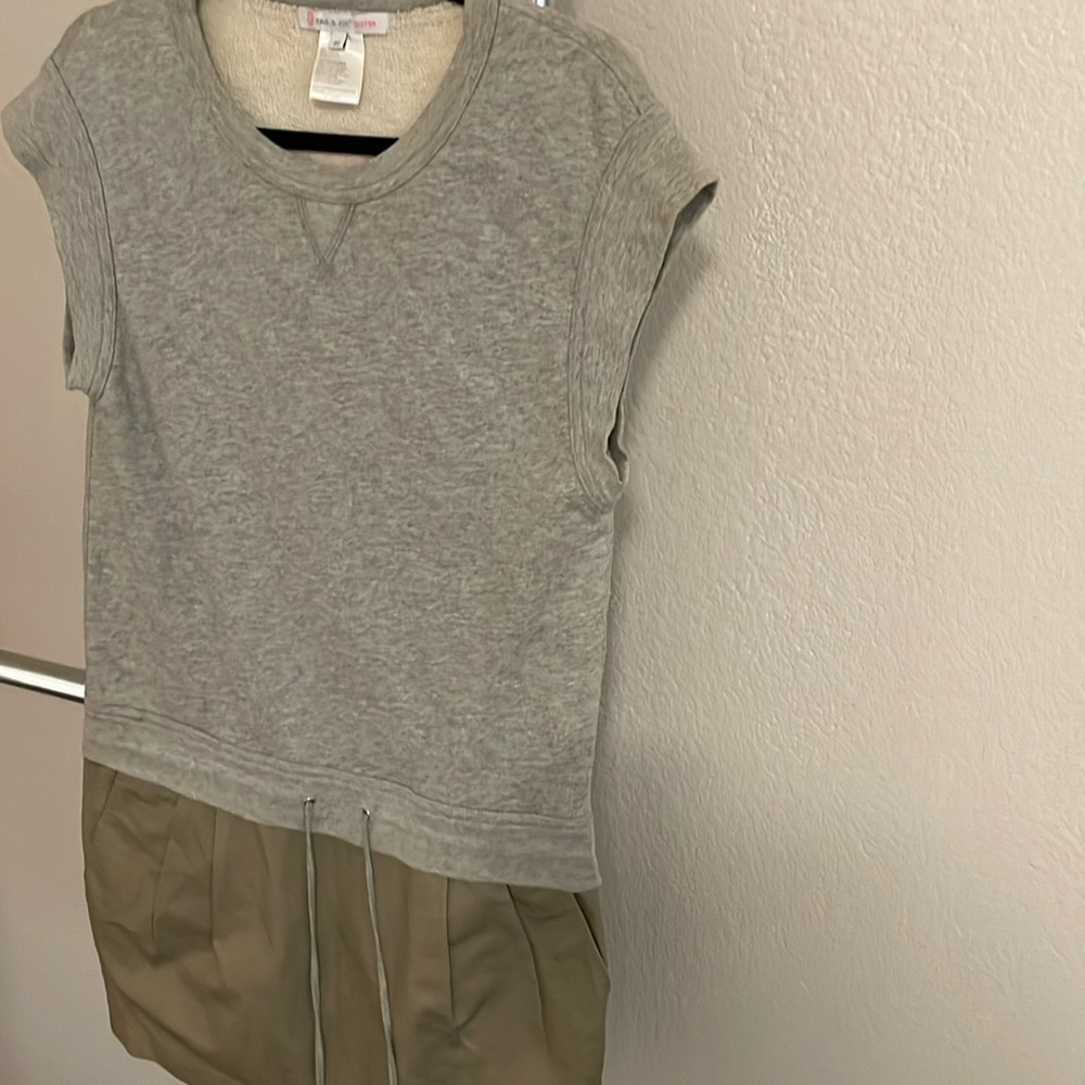 Cute Paul and Joe grey and beige short dress. Top is in sweat material